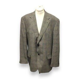 GianFranco Ruffini Mens Houndstooth Silk & Wool Woven Blend Italian Blazer, 46R